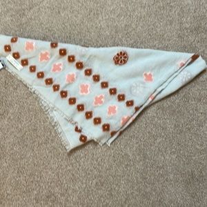 Madewell scarf 42”square with embroidery and raw hem NWT